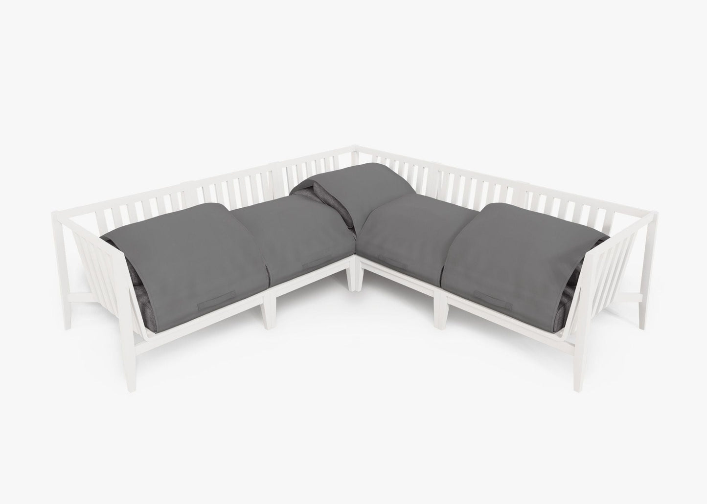 Live Outer 98" x 98" White Aluminum Outdoor Corner Sectional 5-Seat With Dark Pebble Gray Cushion