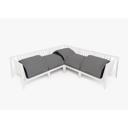Live Outer 98" x 98" White Aluminum Outdoor Corner Sectional 5-Seat With Deep Sea Navy Cushion