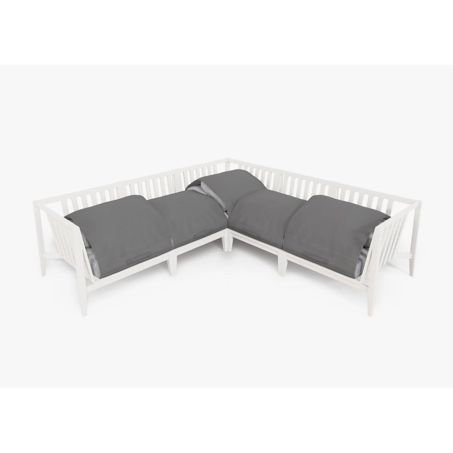 Live Outer 98" x 98" White Aluminum Outdoor Corner Sectional 5-Seat With Pacific Fog Gray Cushion