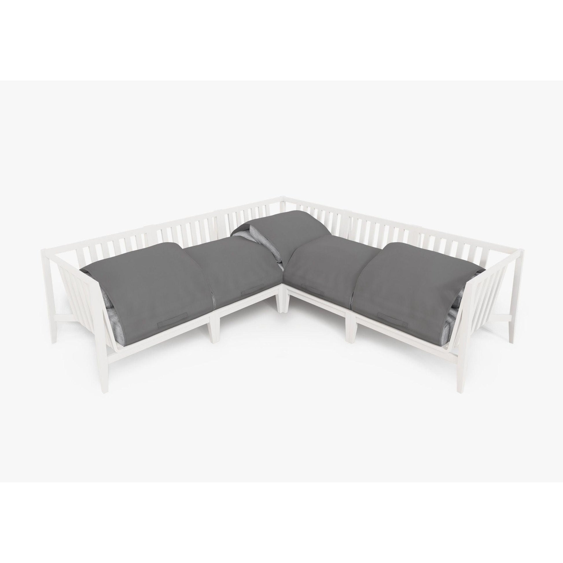 Live Outer 98" x 98" White Aluminum Outdoor Corner Sectional 5-Seat With Pacific Fog Gray Cushion