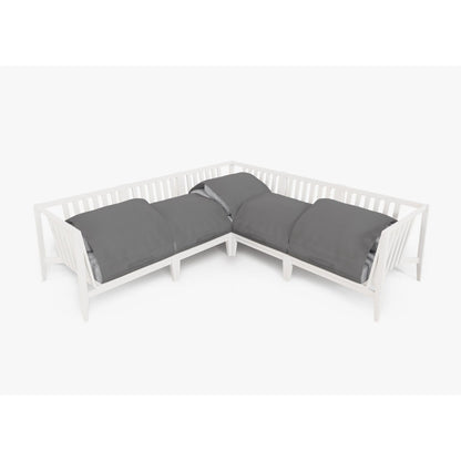 Live Outer 98" x 98" White Aluminum Outdoor Corner Sectional 5-Seat With Pacific Fog Gray Cushion