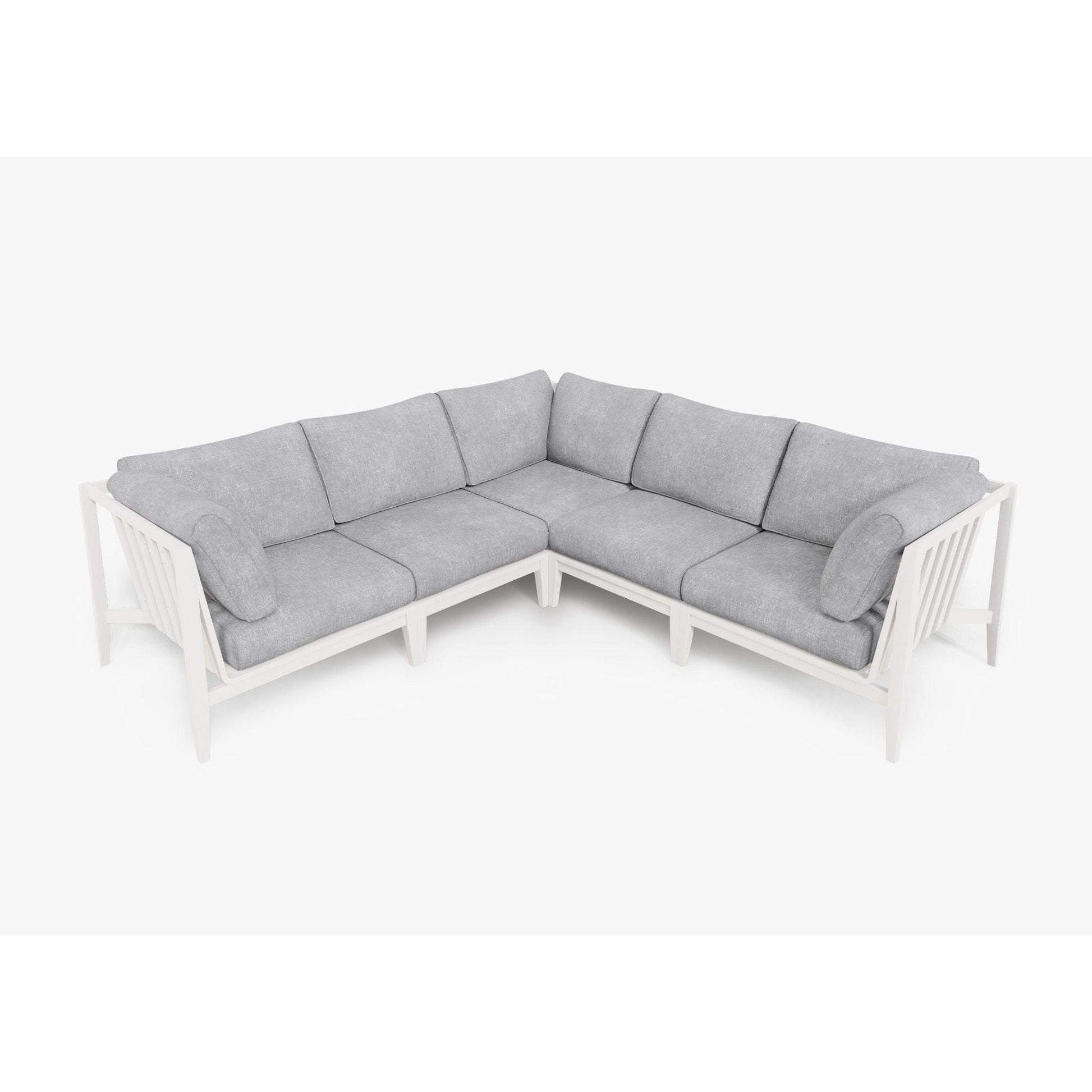 Live Outer 98" x 98" White Aluminum Outdoor Corner Sectional 5-Seat With Pacific Fog Gray Cushion