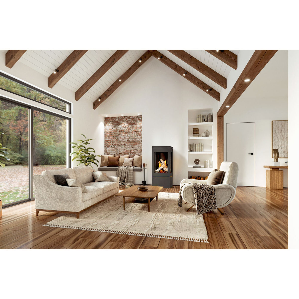 Napoleon Elora Black Direct Vent 3-Sided Natural Gas Hybrid Stove