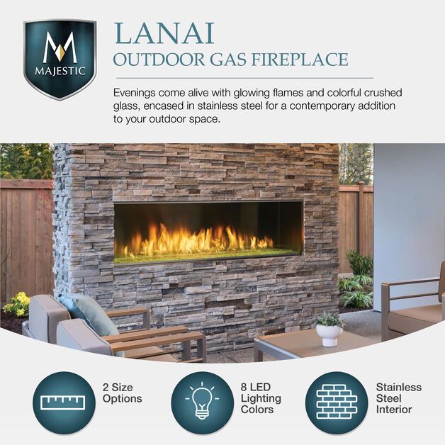 Majestic 48" Lanai Contemporary Outdoor Linear Vent Free Gas Fireplace with IntelliFire Plus Ignition System