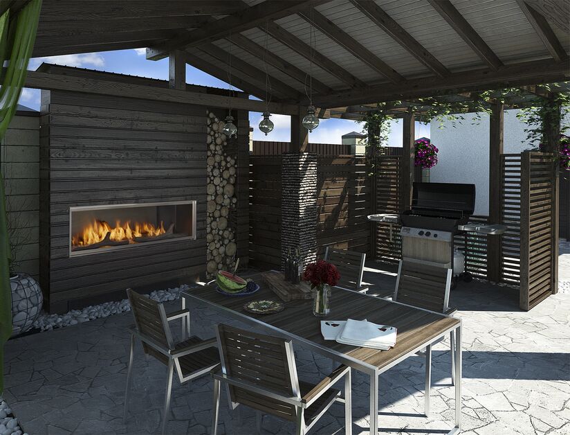 Majestic 60" Lanai Contemporary Outdoor Linear Vent Free Gas Fireplace with IntelliFire Plus Ignition System