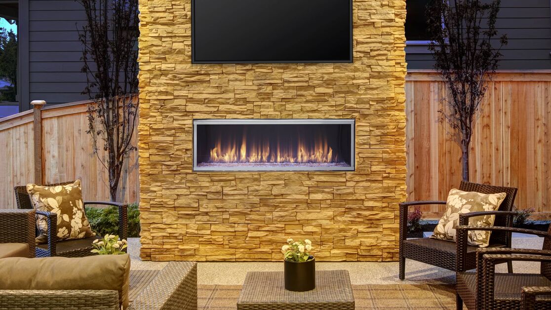 Majestic 60" Lanai Contemporary Outdoor Linear Vent Free Gas Fireplace with IntelliFire Plus Ignition System