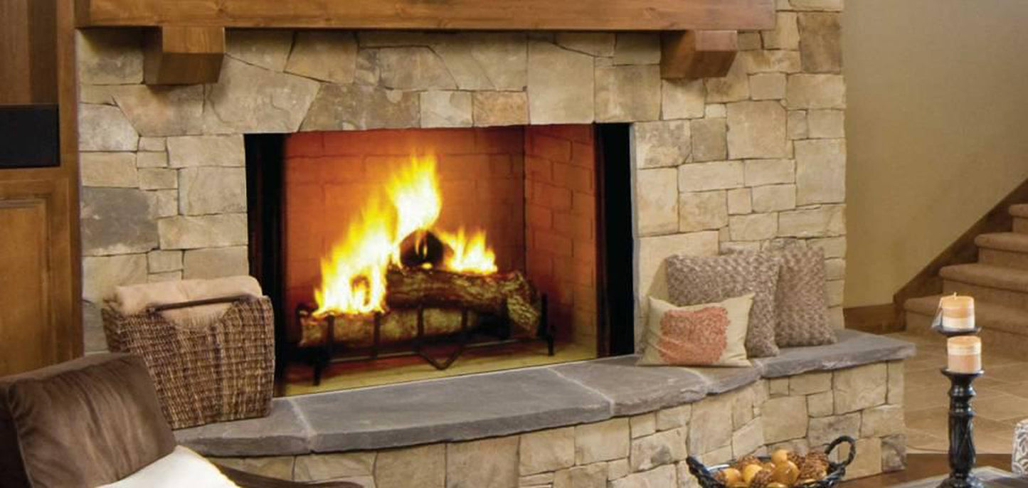 Majestic Biltmore 36" Radiant Traditional Wood Burning Fireplace With Herringbone Brick Pattern