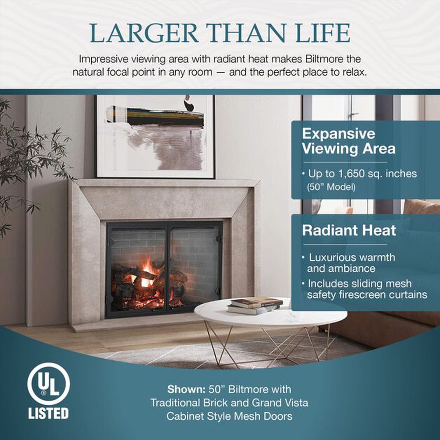 Majestic Biltmore 42" Radiant Traditional Wood Burning Fireplace