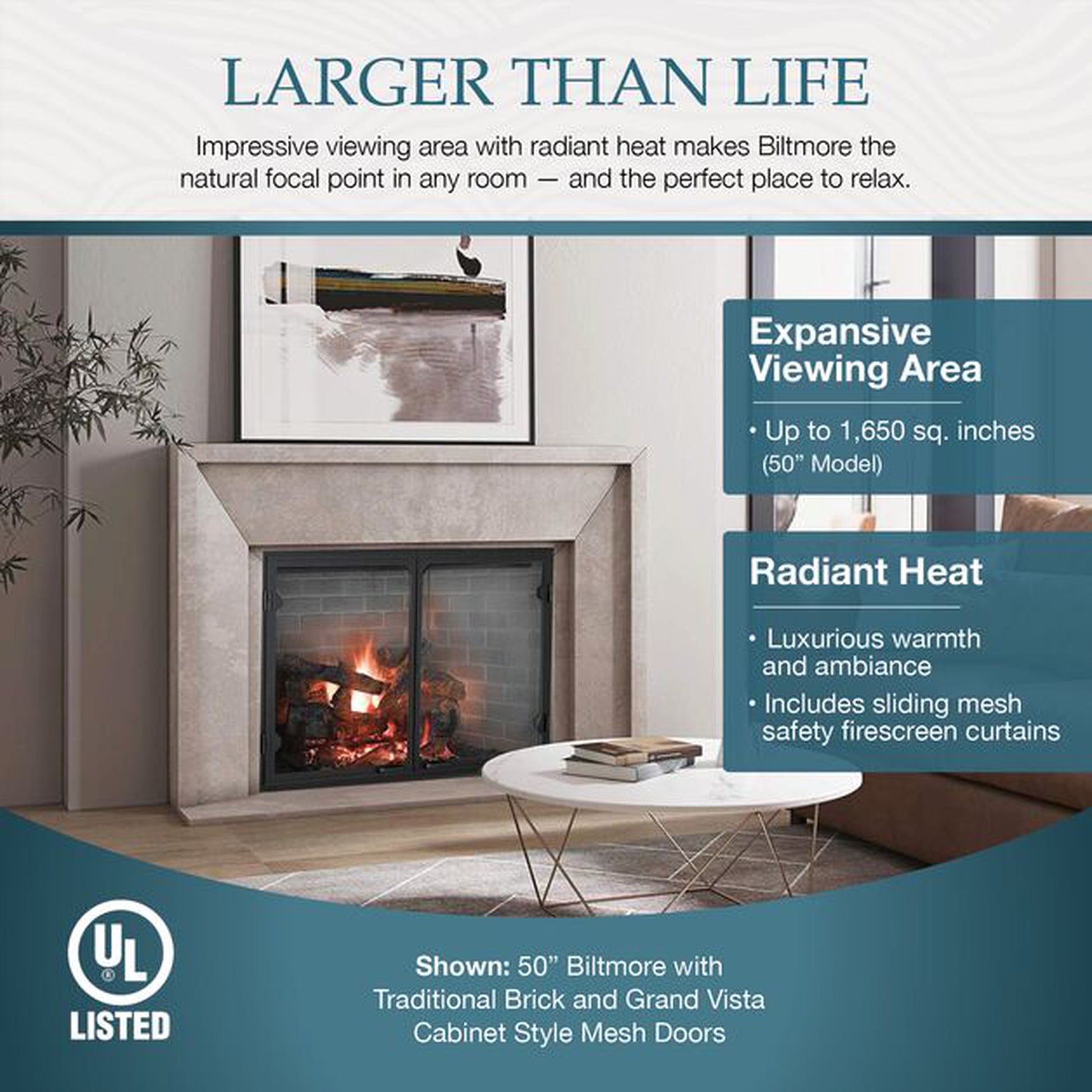 Majestic Biltmore 42" Radiant Traditional Wood Burning Fireplace