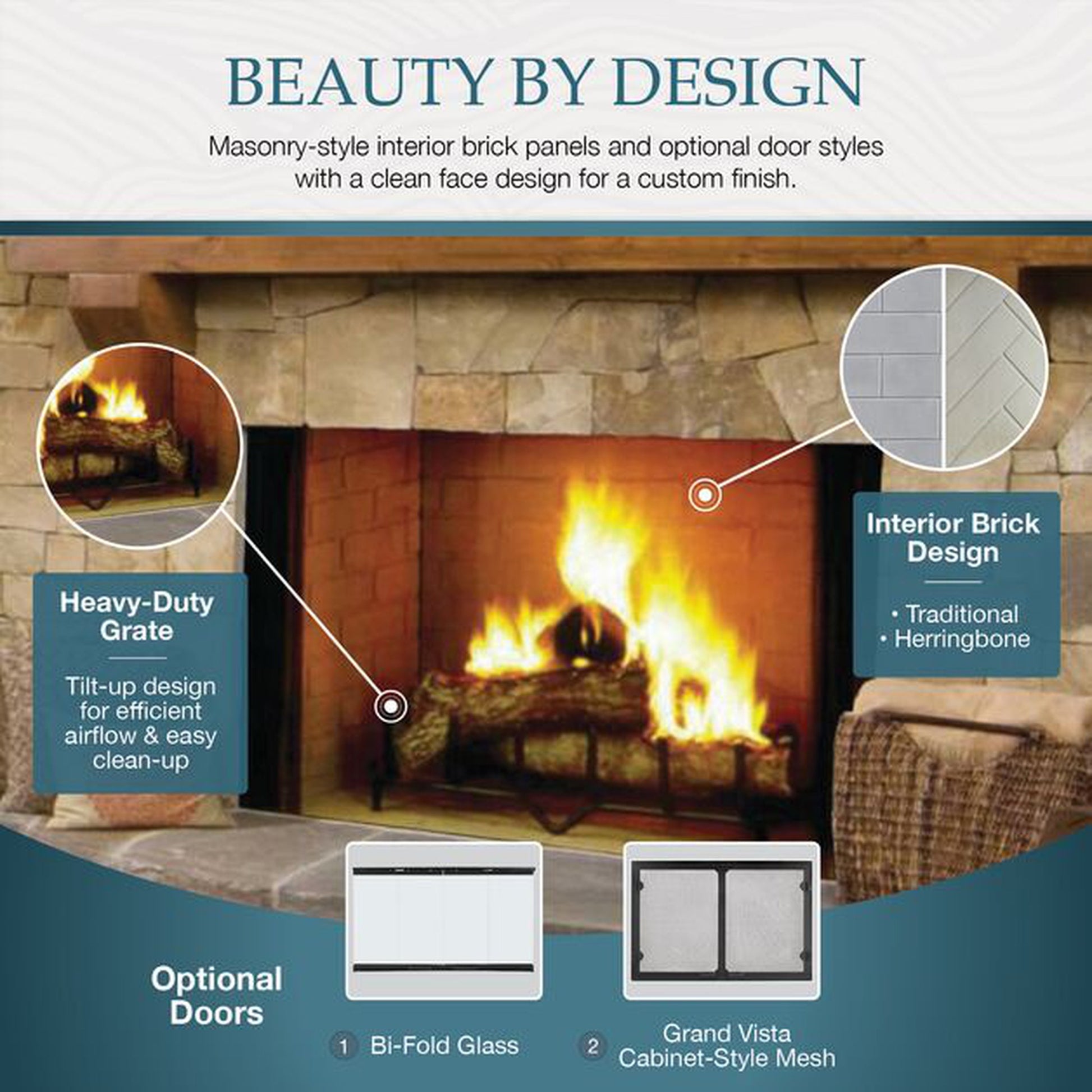 Majestic Biltmore 42" Radiant Traditional Wood Burning Fireplace