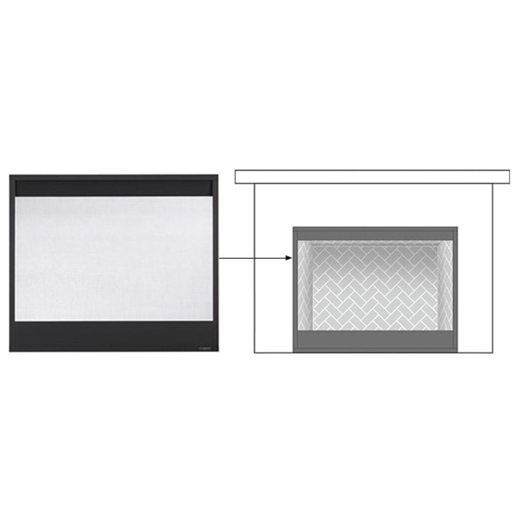 Majestic Black Decorative Mesh Screen Front for Meridian Series, Pearl II See-Through & Quartz Platinum Fireplaces