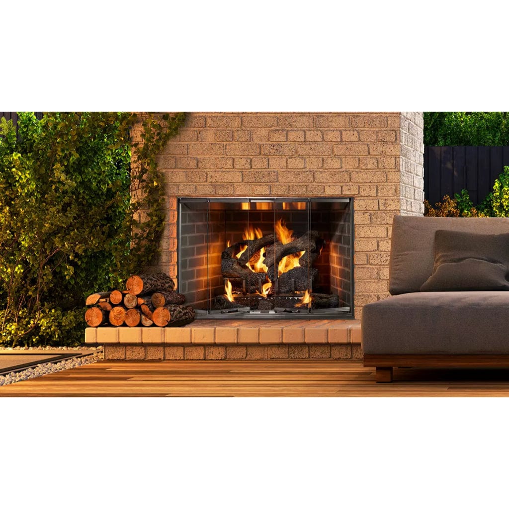 Majestic Cottagewood 36" Traditional Outdoor Wood Burning Fireplace With Gray Herringbone Refractory