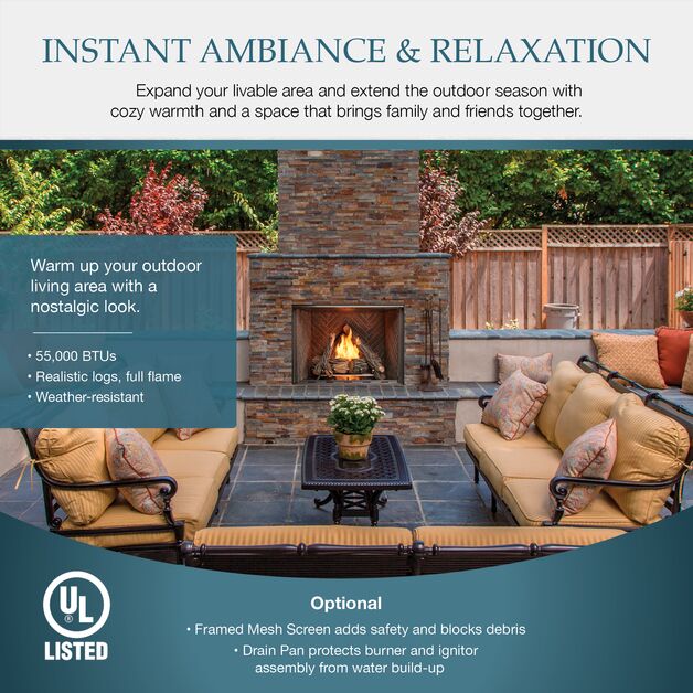 Majestic Courtyard 36" Traditional Outdoor Vent Free Natural Gas Fireplace With IntelliFire Ignition System