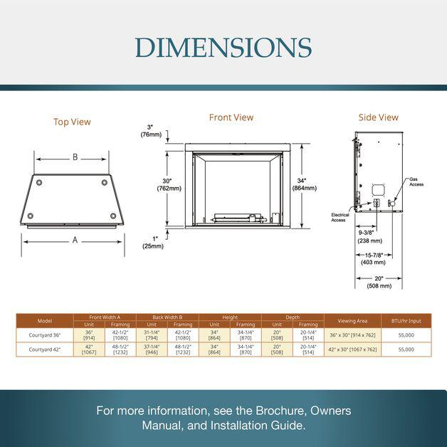 Majestic Courtyard 36" Traditional Outdoor Vent Free Natural Gas Fireplace With IntelliFire Ignition System