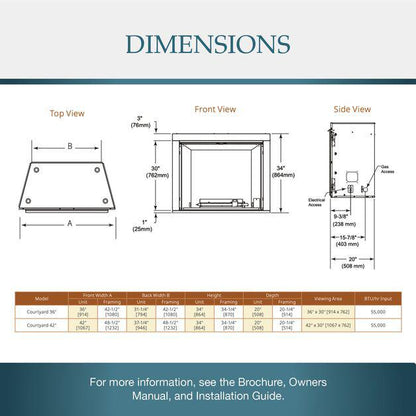 Majestic Courtyard 36" Traditional Outdoor Vent Free Natural Gas Fireplace With IntelliFire Ignition System