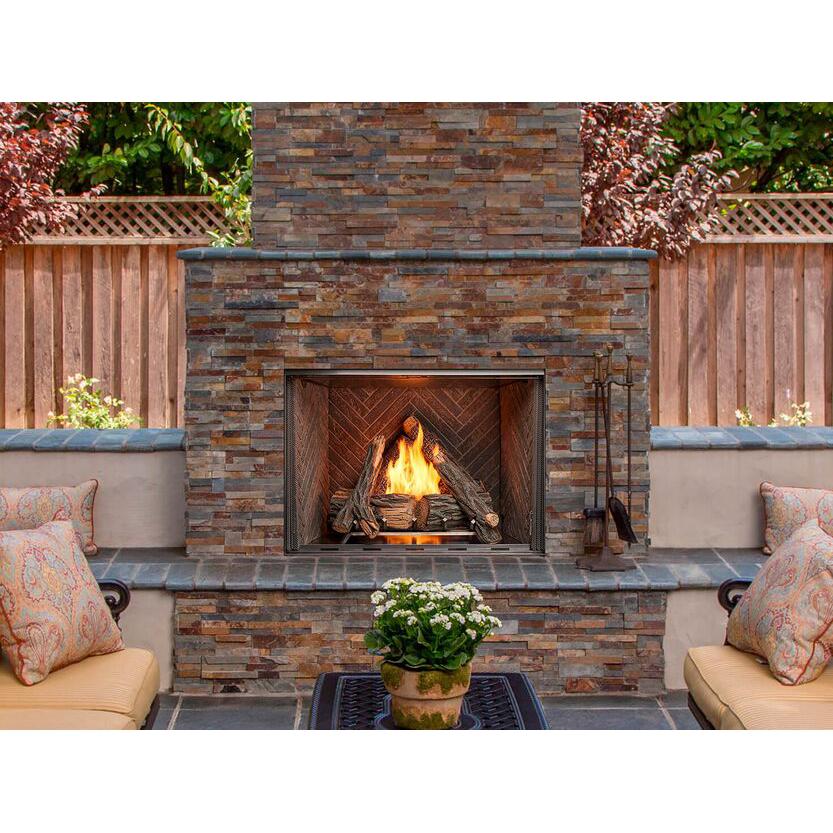 Majestic Courtyard 42" Traditional Outdoor Vent-Free Natural Gas Fireplace With Traditional Stacked Concrete Refractory and IntelliFire Ignition System