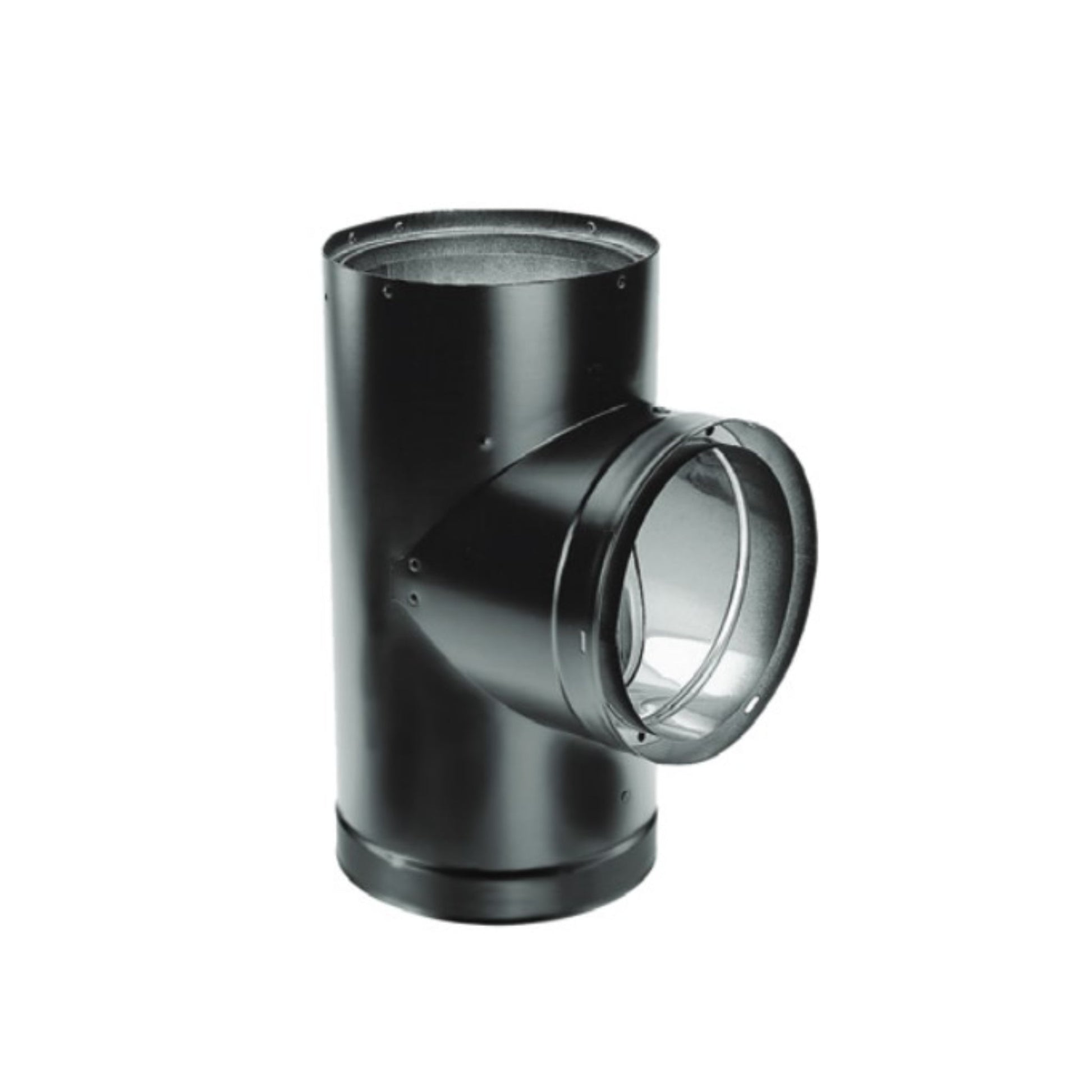 Majestic DVL 6" Black Double-Wall Tee With Clean-Out Cap