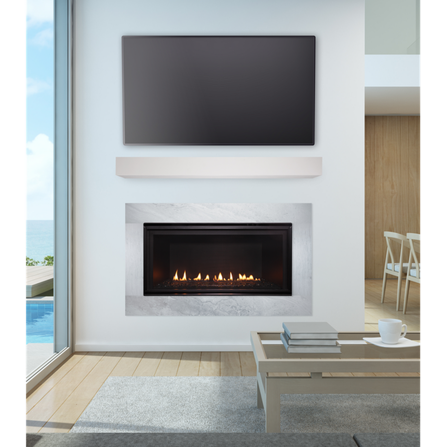 Majestic DVLinear 36" Linear Contemporary Direct Vent Natural Gas Fireplace With IntelliFire Ignition System
