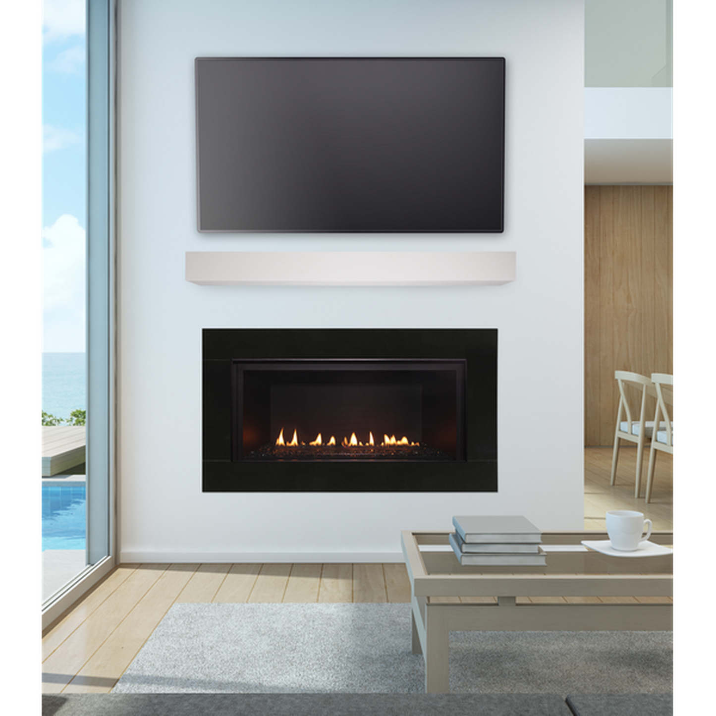 Majestic DVLinear 36" Linear Contemporary Direct Vent Natural Gas Fireplace With IntelliFire Ignition System