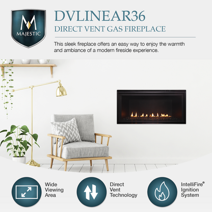 Majestic DVLinear 36" Linear Contemporary Direct Vent Natural Gas Fireplace With IntelliFire Ignition System
