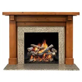 Majestic Design Series Battlefield C 53" Unfinished Distressed Knotty Alder Rustic Style Flush Wood Fireplace Mantel With Custom Ebony Satin Color