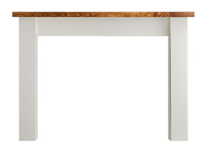 Majestic Design Series Laurel Primed MDF Transitional Style Flush Wood Fireplace Mantel Sample With Maple Top and Ebony Stain