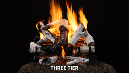 Majestic Grand Birch 18" 10-Piece 3-Tier Vented Gas Log Set