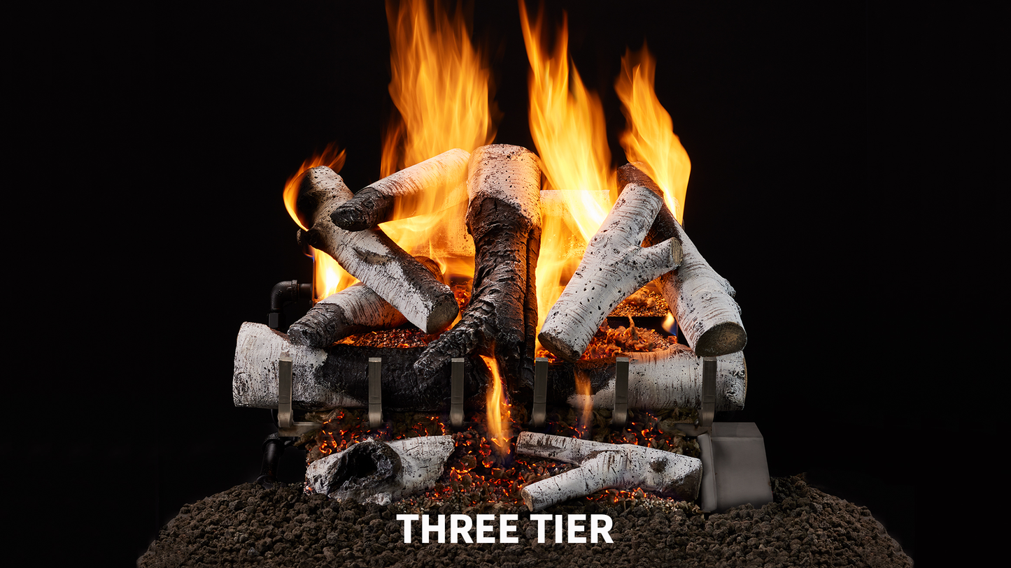 Majestic Grand Birch 18" 10-Piece 3-Tier Vented Gas Log Set