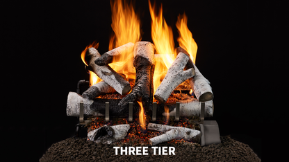 Majestic Grand Birch 18" 10-Piece 3-Tier Vented Gas Log Set