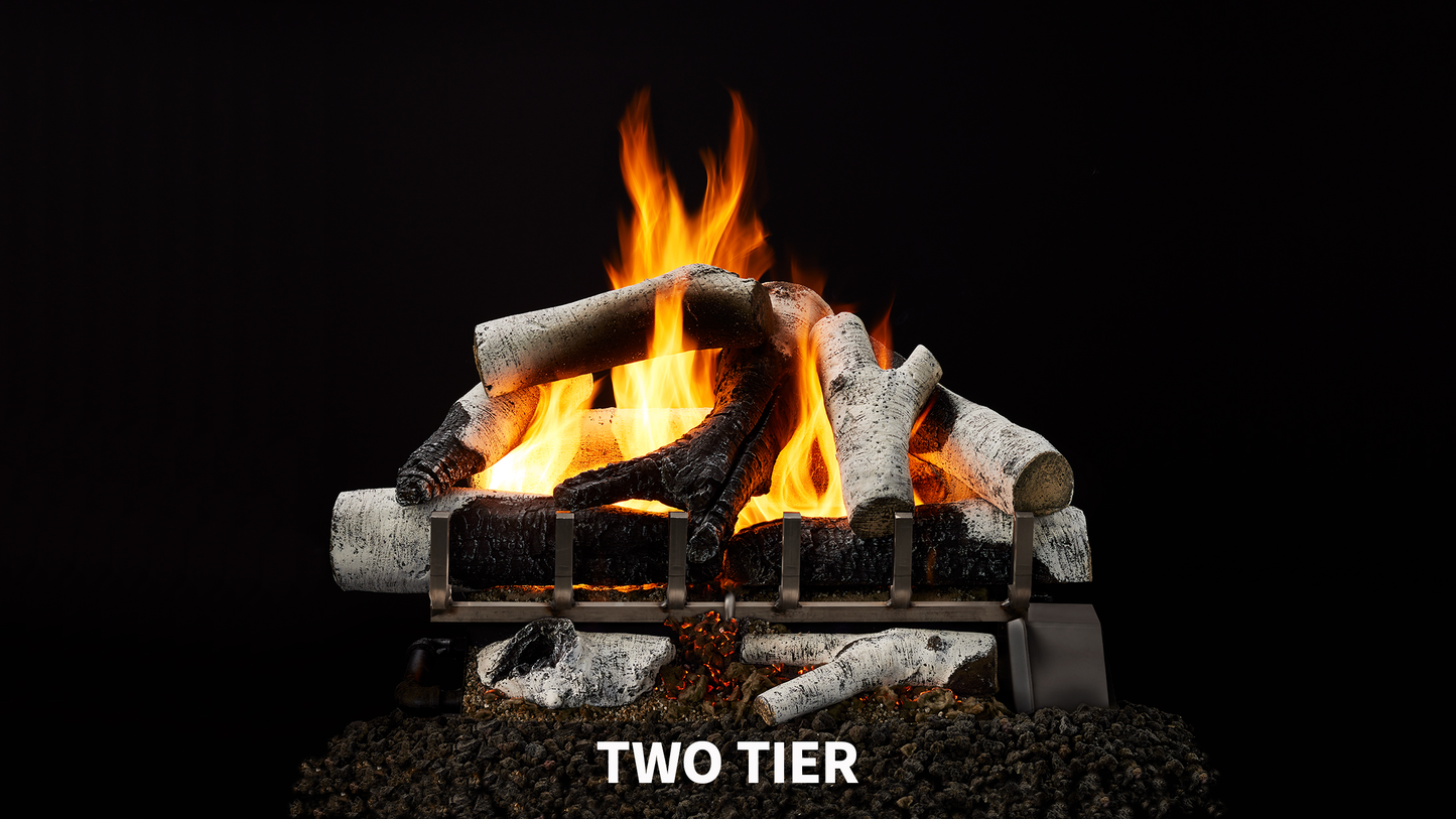 Majestic Grand Birch 18" 9-Piece 2-Tier Vented Gas Log Set