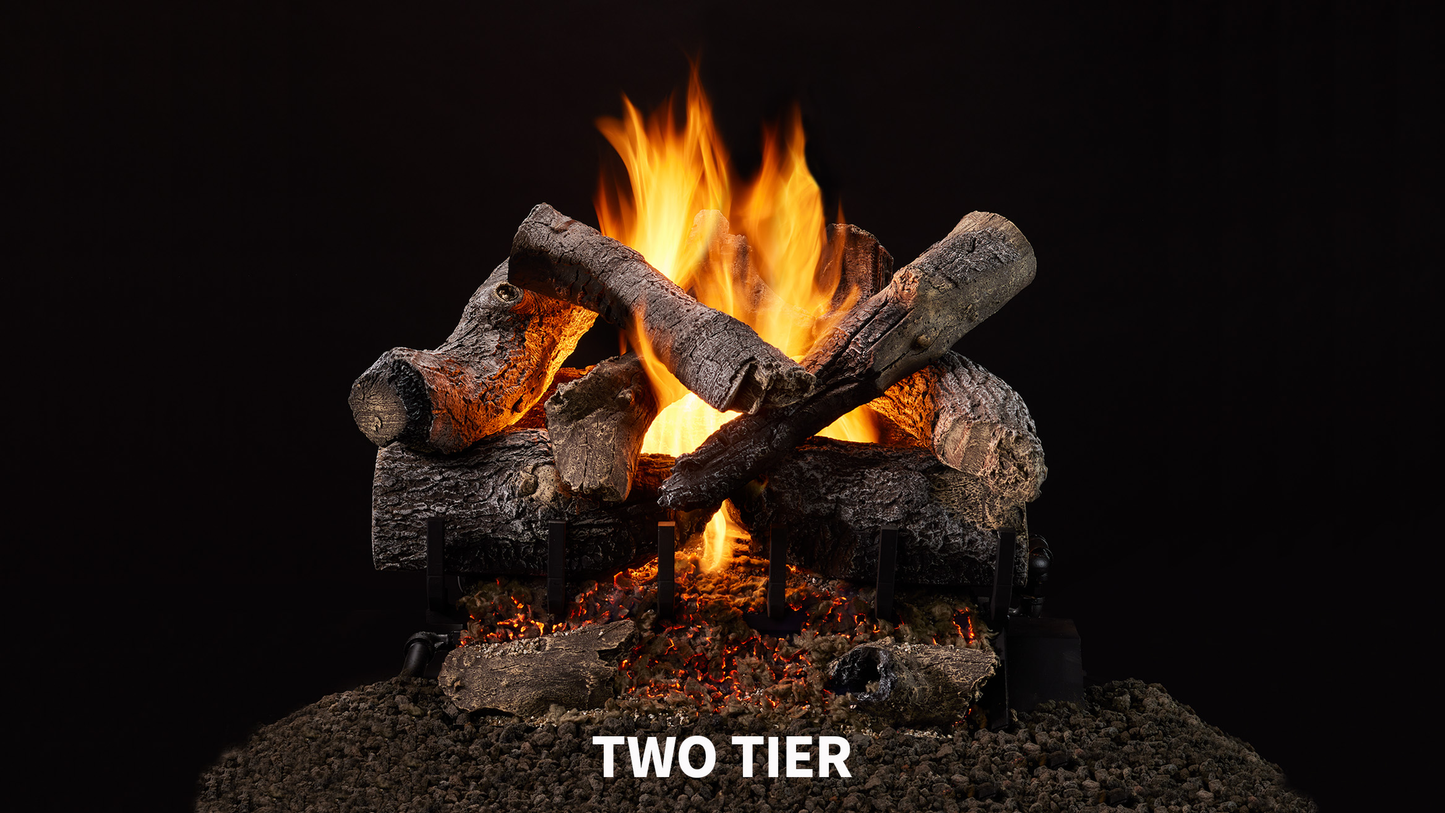 Majestic Grand Oak 18" 9-Piece 2-Tier Vented Gas Log Set