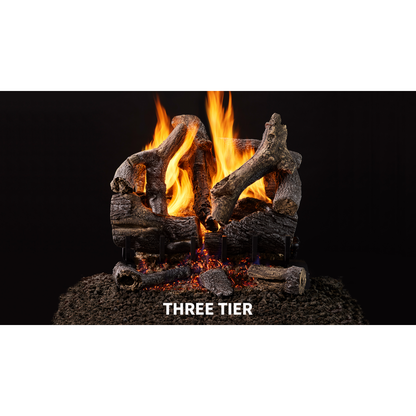 Majestic Grand Oak 24" 11-Piece 3-Tier Vented Gas Log Set