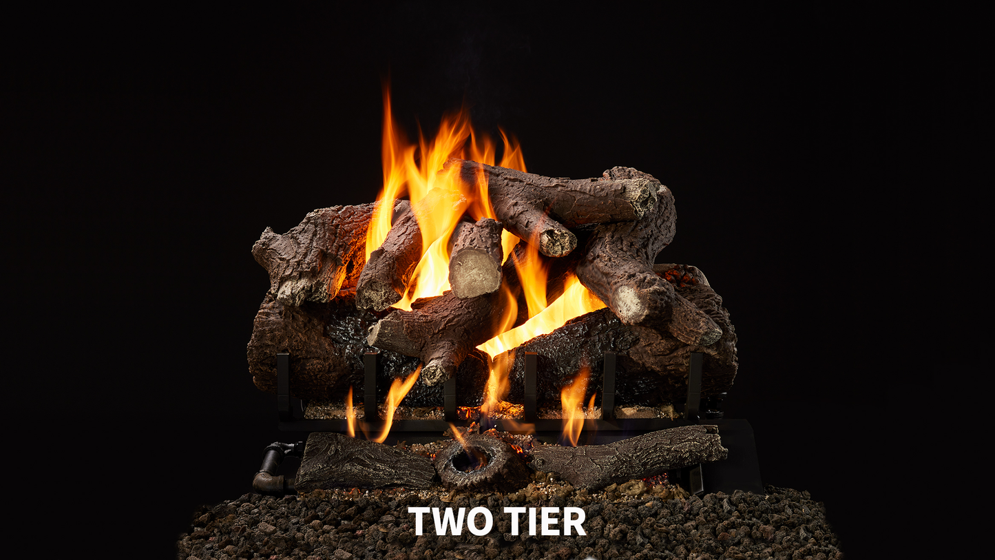 Majestic Heritage Oak 18" 9-Piece 2-Tier Vented Gas Log Set