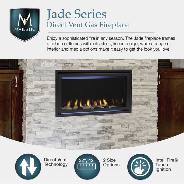 Majestic Jade 42" Linear Contemporary Direct Vent Natural Gas Fireplace With IntelliFire Touch Ignition System