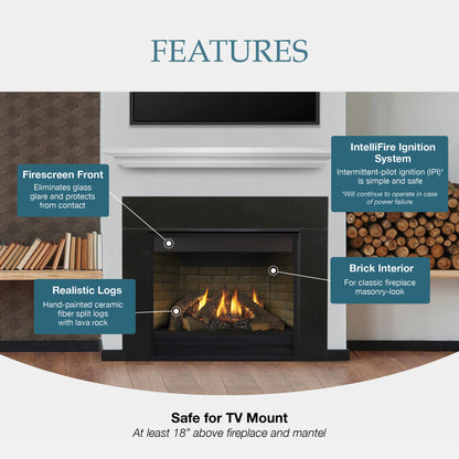 Majestic MDV3732 32" Direct Vent Natural Gas Fireplace With IntelliFire Ignition System