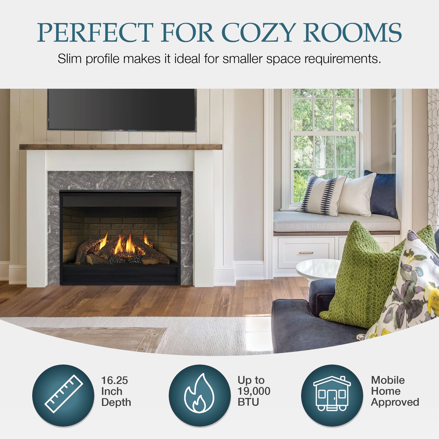 Majestic MDV3732 32" Direct Vent Natural Gas Fireplace With IntelliFire Ignition System