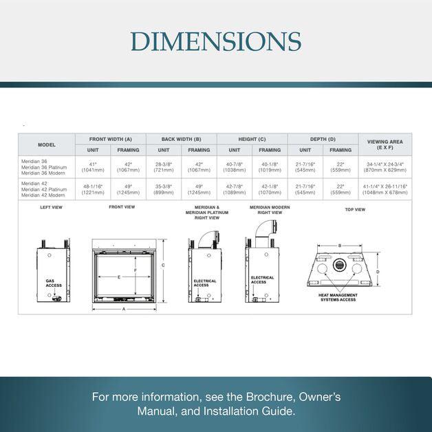 Majestic Meridian 36" Traditional Top/Rear Direct Vent Natural Gas Fireplace With IntelliFire Touch ignition System