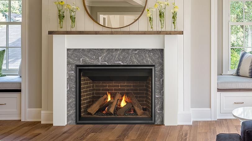 Majestic Meridian 36" Traditional Top/Rear Direct Vent Natural Gas Fireplace With IntelliFire Touch ignition System