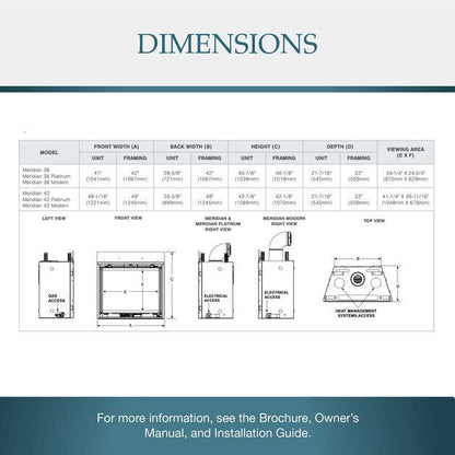 Majestic Meridian 42" Traditional Top/Rear Direct Vent Propane Gas Fireplace With IntelliFire Touch Ignition System