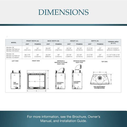 Majestic Meridian Modern 42" Traditional/Contemporary Top Direct Vent Natural Gas Fireplace With IntelliFire Touch ignition System