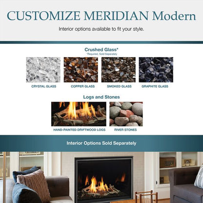 Majestic Meridian Modern 42" Traditional/Contemporary Top Direct Vent Natural Gas Fireplace With IntelliFire Touch ignition System