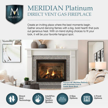 Majestic Meridian Platinum 36" Traditional Top/Rear Direct Vent Natural Gas Fireplace With IntelliFire Touch ignition System