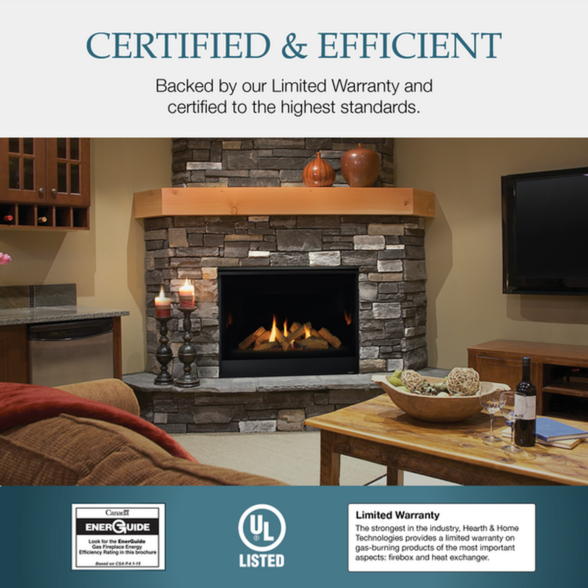 Majestic Quartz 36" Traditional Top/Rear Direct Vent Natural Gas Fireplace With IntelliFire Touch Ignition System