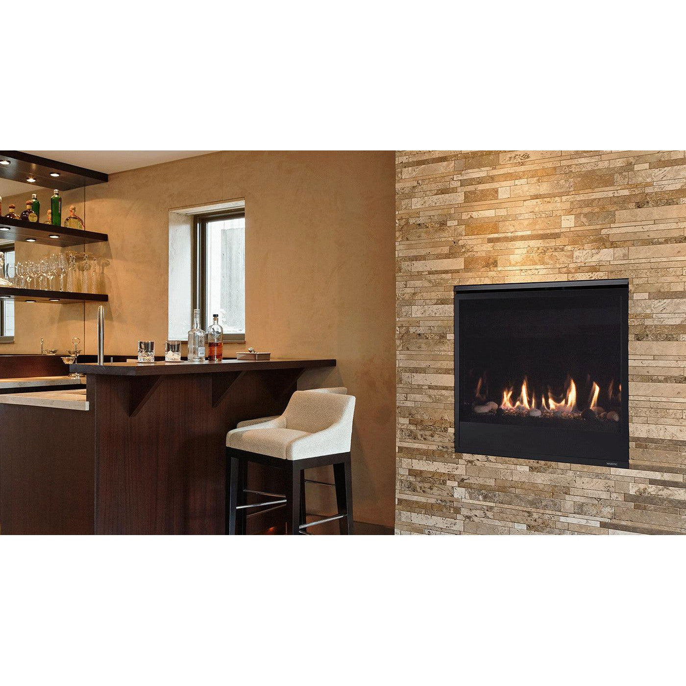 Majestic Quartz 42" Traditional Top/Rear Direct Vent Natural Gas Fireplace With IntelliFire Touch Ignition System