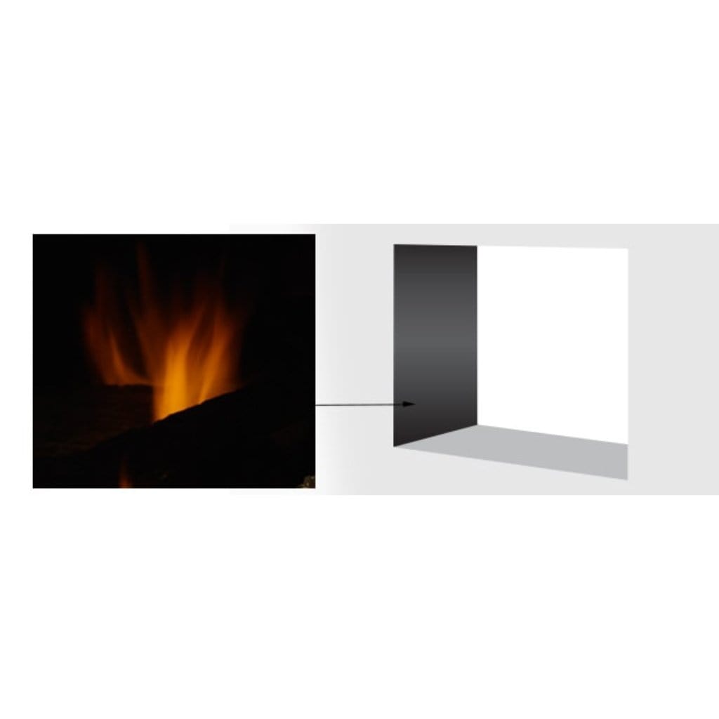 Majestic Reflective Black Glass Interior Panels for See-Through Multi-Sided Fireplace