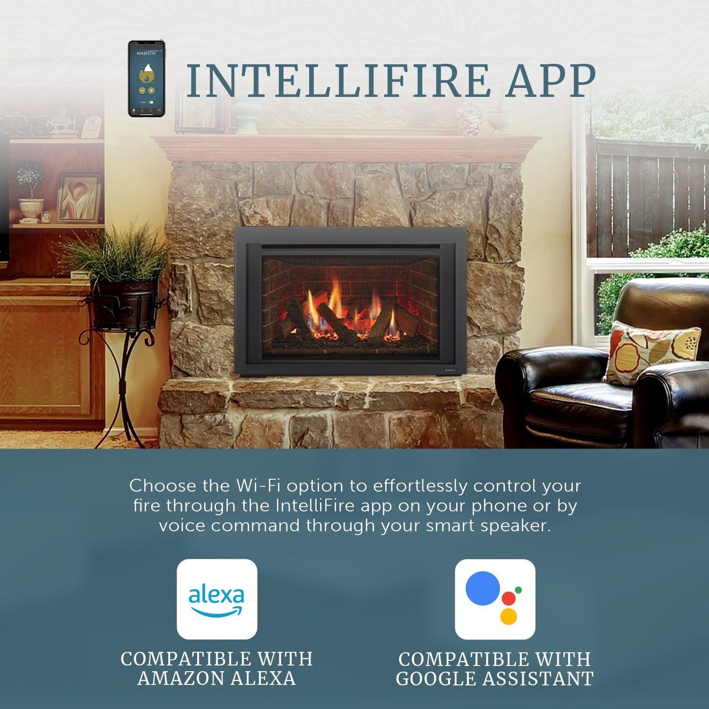 Majestic Ruby 30" Traditional Direct Vent Propane Gas Fireplace Insert With IntelliFire Touch Ignition System