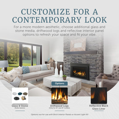 Majestic Ruby 35" Traditional Direct Vent Propane Gas Fireplace Insert With IntelliFire Touch Ignition System