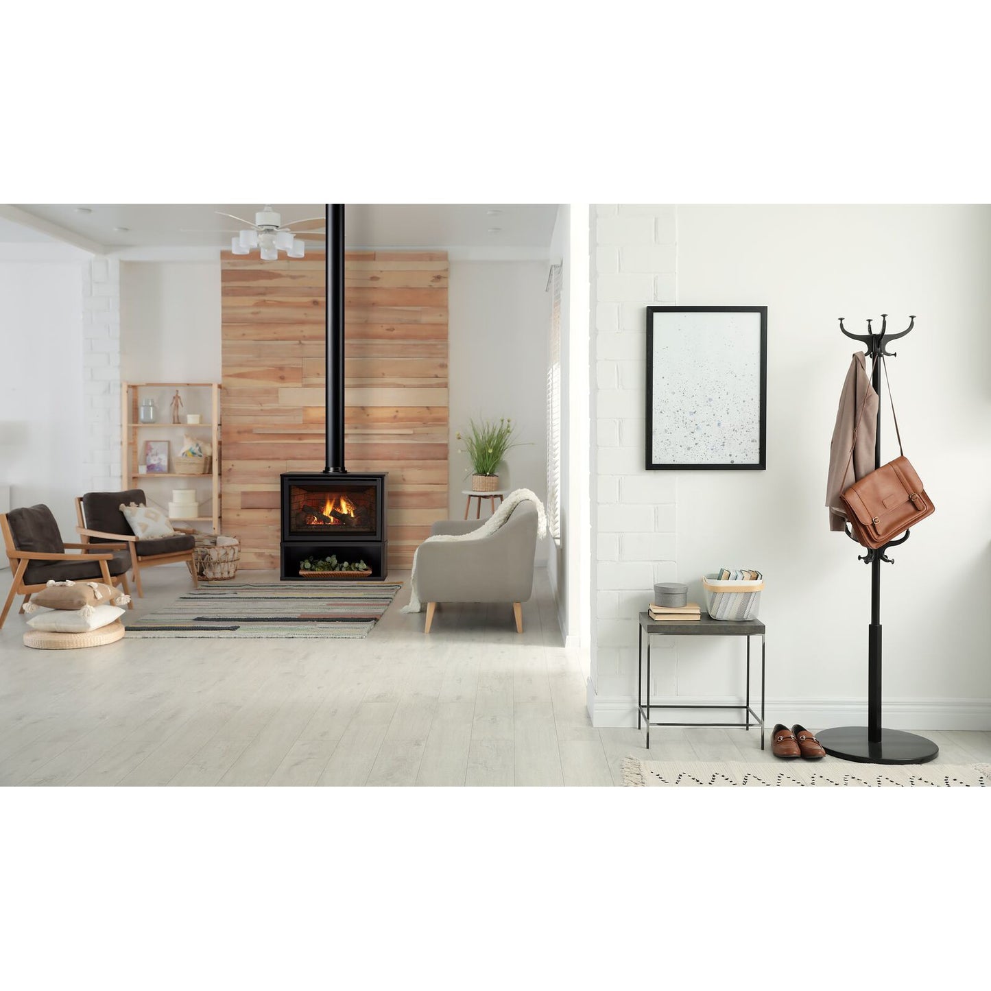 Majestic Trilliant 30" Traditional Direct Vent Freestanding Propane Gas Fireplace With Steel Cabinet and IntelliFire Touch Ignition System