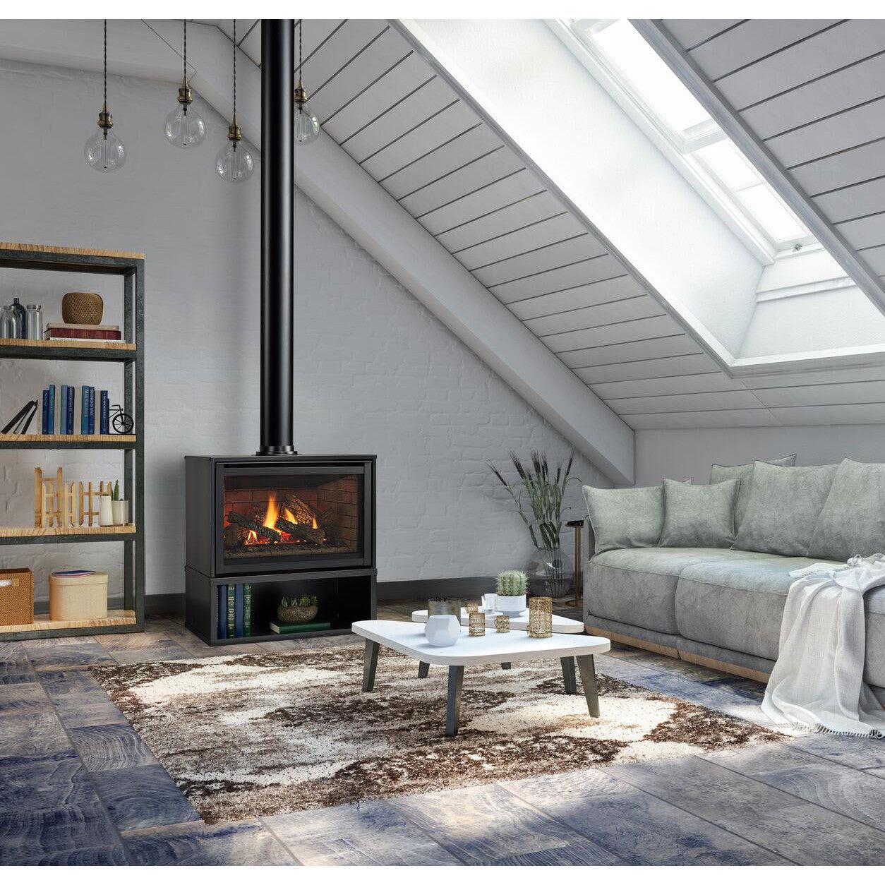 Majestic Trilliant 30" Traditional Direct Vent Freestanding Natural Gas Fireplace With Steel Cabinet and IntelliFire Touch Ignition System