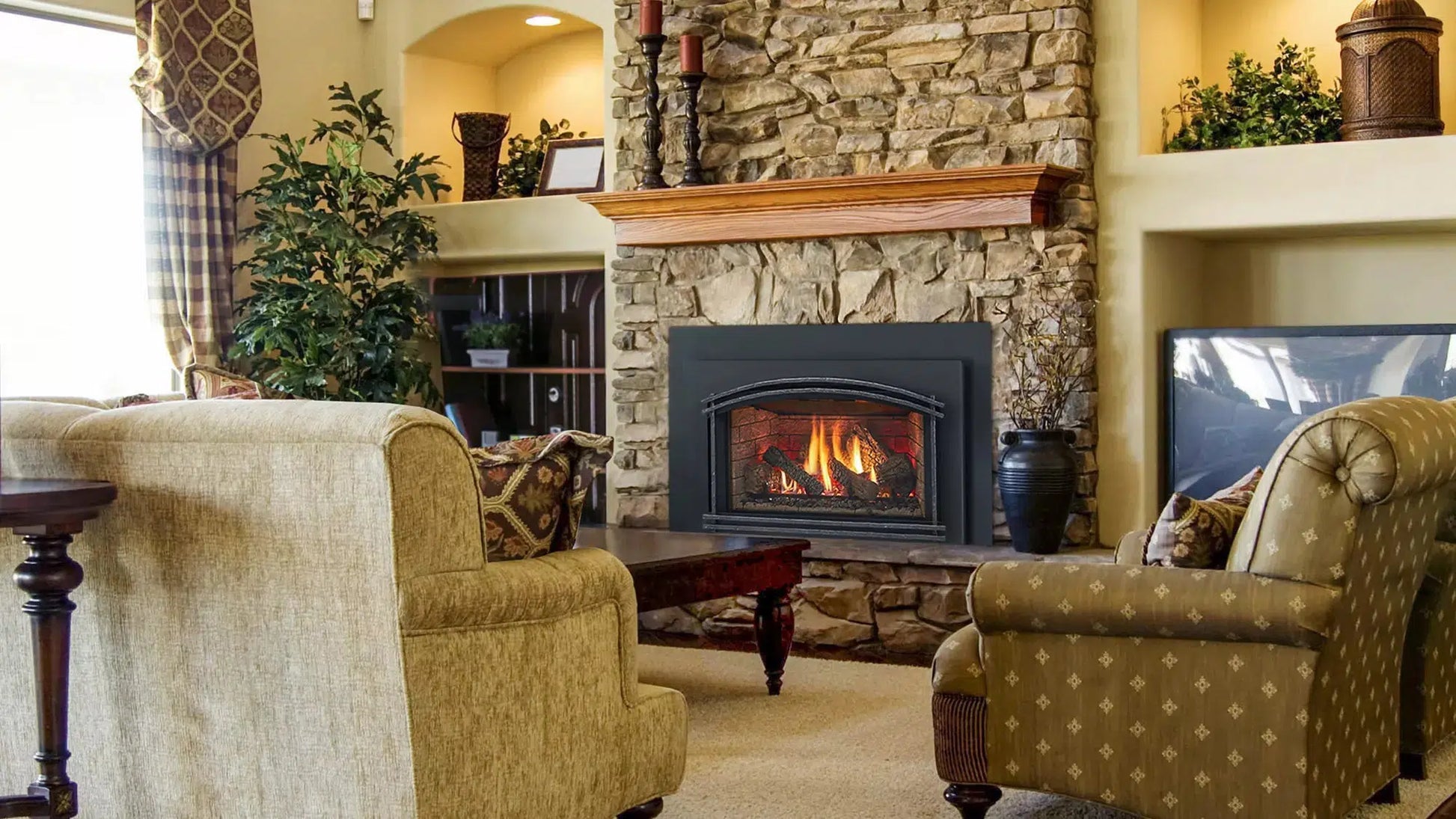 Majestic Trilliant Large 35" Traditional Direct Vent Gas Fireplace Insert With IntelliFire Touch Ignition System